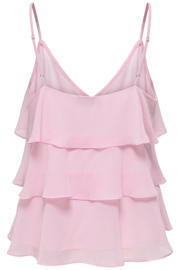 thumbnail: Roze dames ONLY top van polyester met effen, V-hals en geweven detail