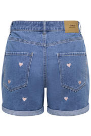 thumbnail: ONLY regular waist denim short met hartjes medium blue denim