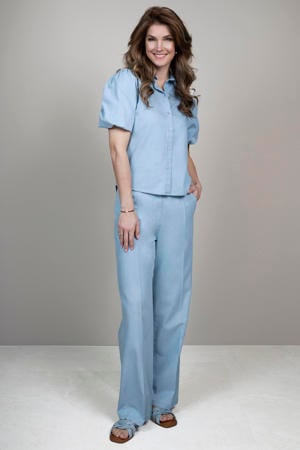 regular high waist broek lichtblauw