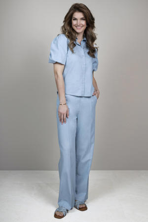 regular high waist broek lichtblauw