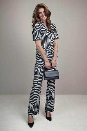 blouse met zebraprint zwart
