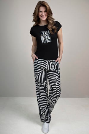 regular waist broek met zebraprint zwart