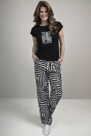 regular waist broek met zebraprint zwart