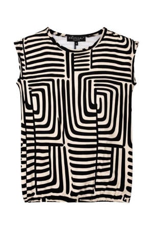 top met zebraprint zwart