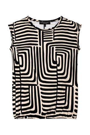 top met zebraprint zwart
