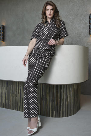 blouse met stippen bruin