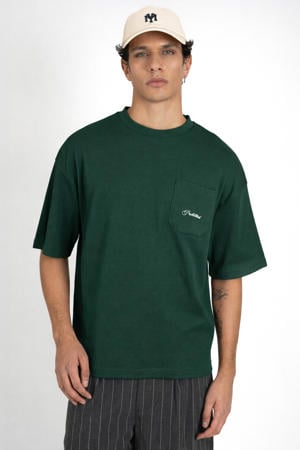 oversized T-shirt met textuur donkergroen