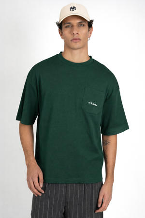 oversized T-shirt met textuur donkergroen