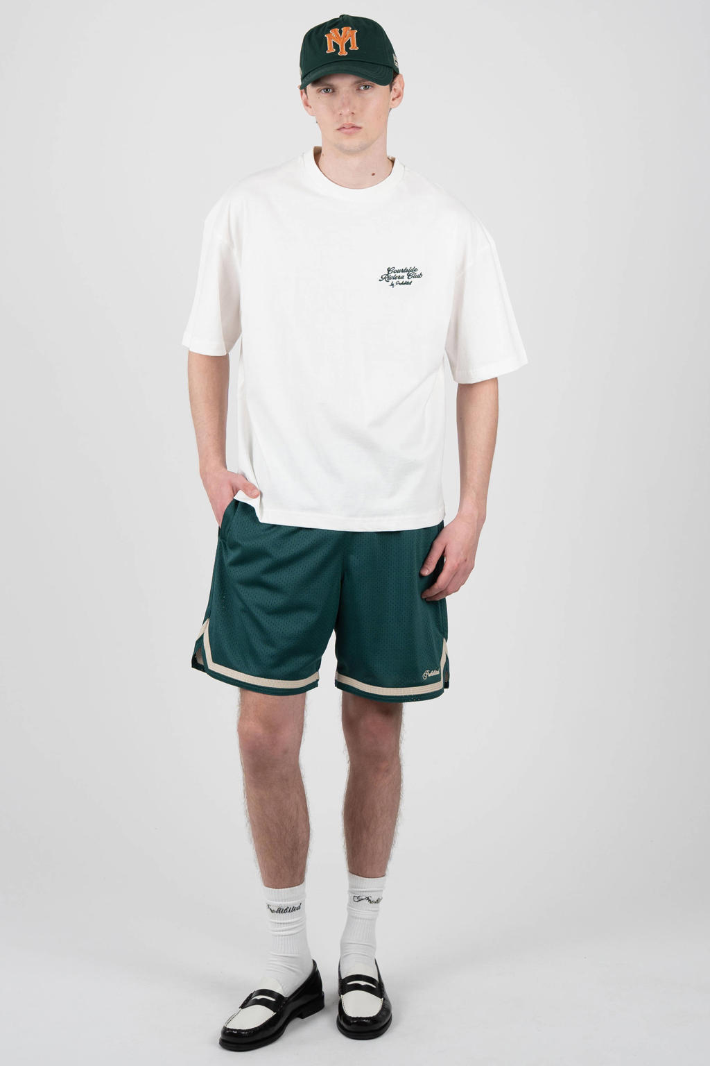 Witte heren Prohibited oversized T-shirt van katoen met backprint, korte mouwen en ronde hals