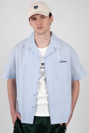 loose gestreept casual overhemd lichtblauw