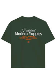 thumbnail: Prohibited oversized T-shirt met backprint donkergroen