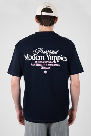 oversized T-shirt met backprint donkerblauw
