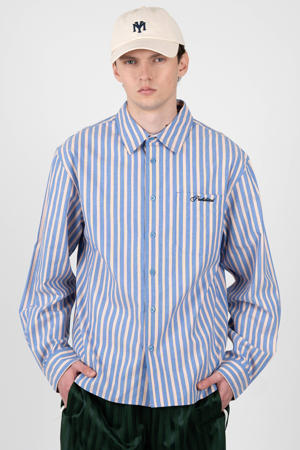 regular gestreept casual overhemd blauw