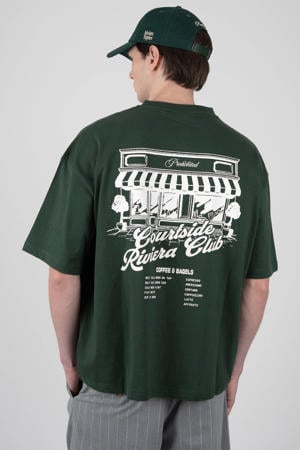 oversized T-shirt met backprint donkergroen