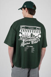 thumbnail: Prohibited oversized T-shirt met backprint donkergroen