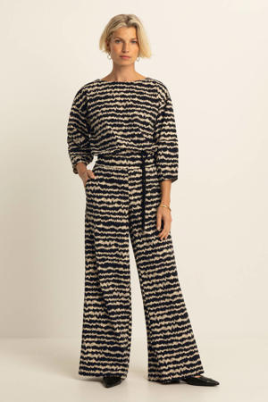 wide leg broek zwart travelstof