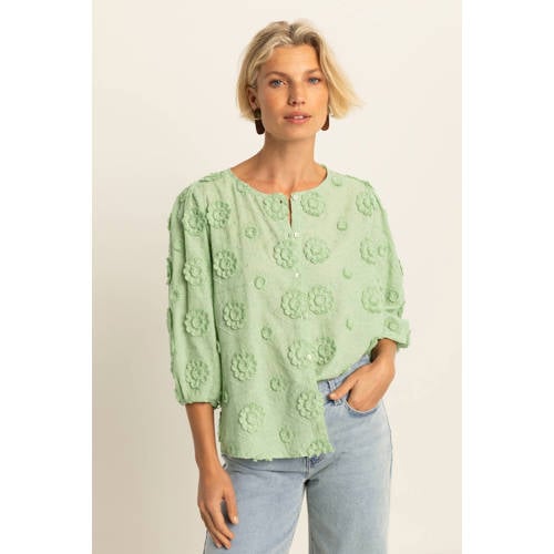 Expresso blouse lichtgroen broderie afbeelding