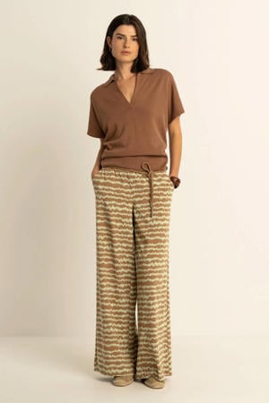 wide leg broek bruin travelstof