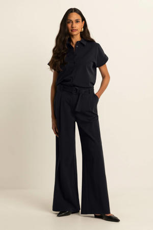 travelstof wide leg high waist palazzo broek
