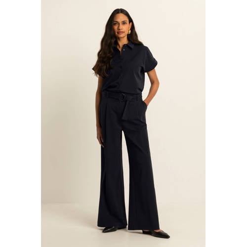 Expresso travelstof wide leg high waist palazzo broek afbeelding