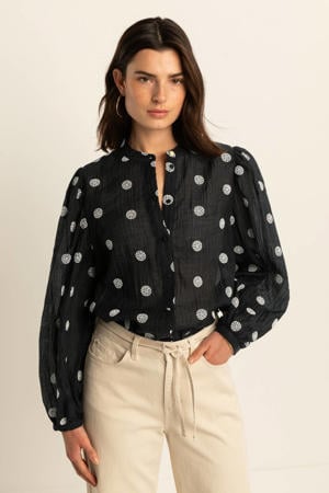 blouse zwart broderie