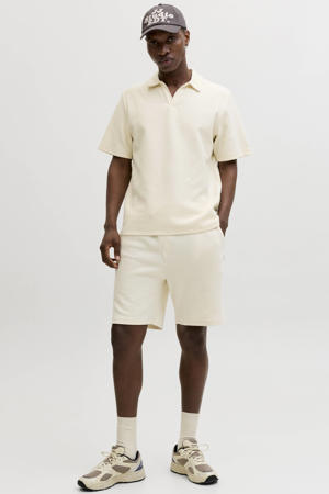 relaxed polo en short met textuur ecru