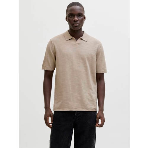 JACK & JONES regular polo beige fijn gebreid - (set van 3) afbeelding