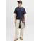 JACK & JONES ORIGINALS regular T-shirt met backprint donkerblauw
