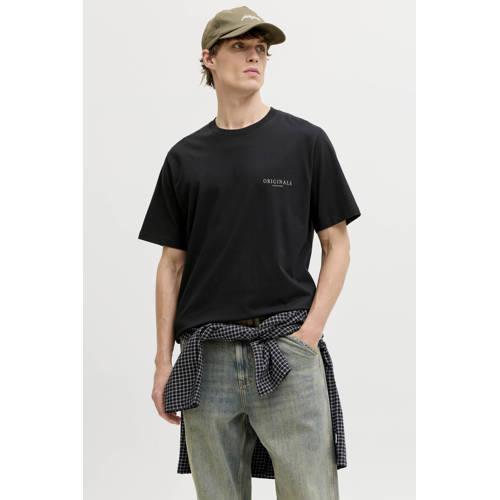 JACK & JONES ORIGINALS regular T-shirt met backprint zwart afbeelding