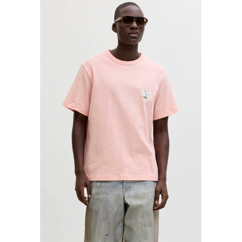 JACK & JONES ORIGINALS relaxed T-shirt met backprint roze afbeelding