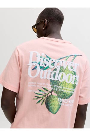 relaxed T-shirt met backprint roze