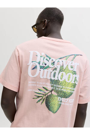 relaxed T-shirt met backprint roze
