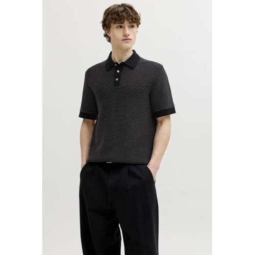 JACK & JONES PREMIUM regular polo gebreid zwart afbeelding
