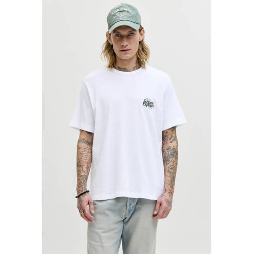 JACK & JONES ORIGINALS relaxed T-shirt met backprint wit afbeelding