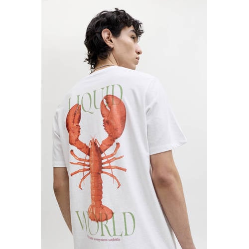 JACK & JONES ORIGINALS relaxed T-shirt met backprint wit afbeelding