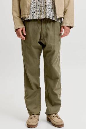 JPSTKANE relaxed casual broek met linnen groen
