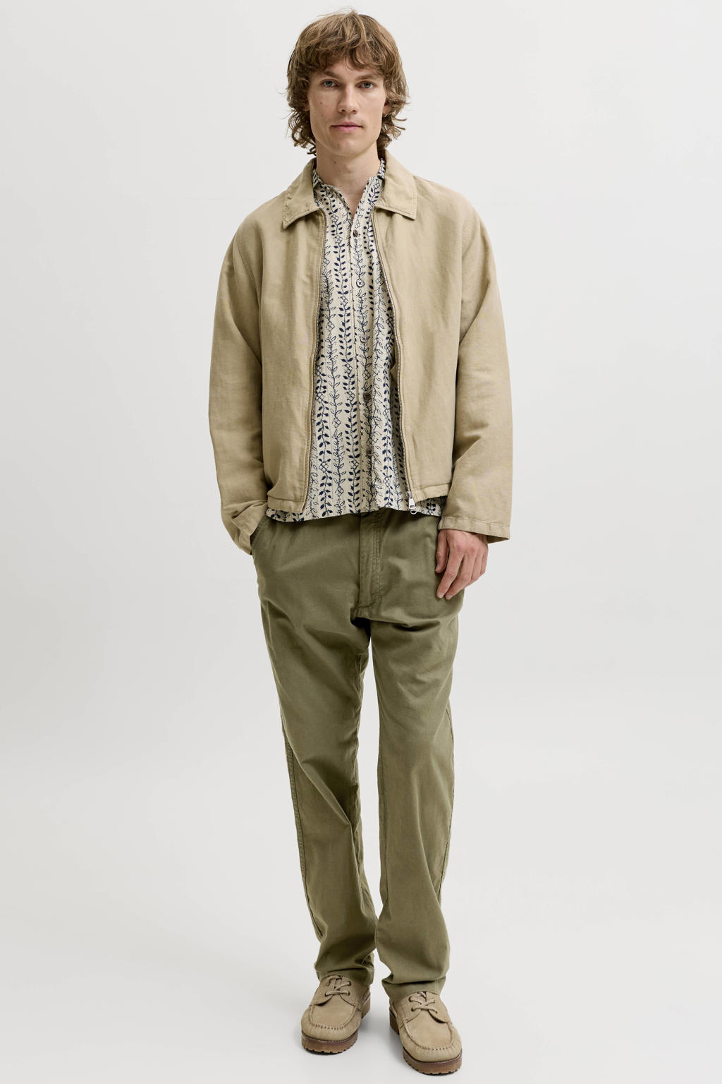 JACK & JONES PANTS STUDIO JPSTKANE relaxed casual broek met linnen groen