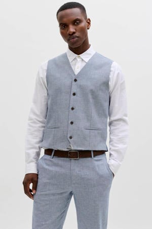 gilet met linnen blauw