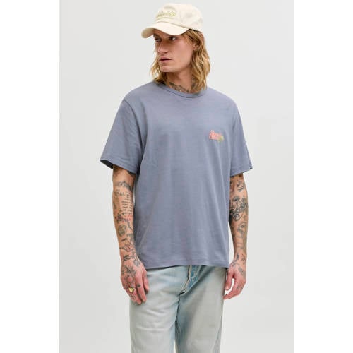 JACK & JONES ORIGINALS relaxed T-shirt met backprint grijs afbeelding