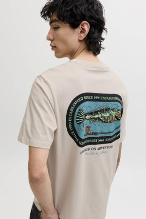 relaxed T-shirt met backprint beige