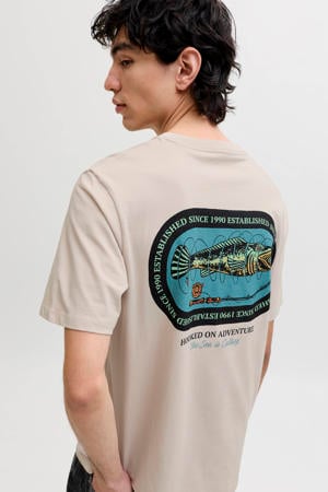 relaxed T-shirt met backprint beige