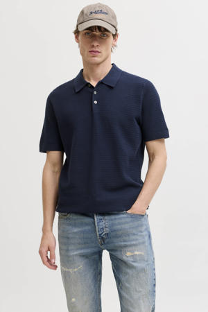 regular polo donkerblauw gebreid