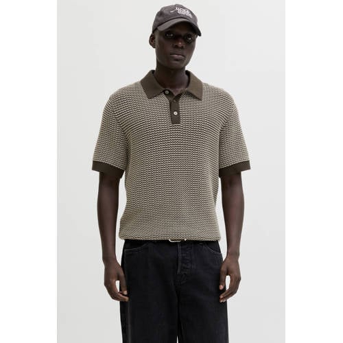 JACK & JONES PREMIUM regular polo gebreid bruin afbeelding