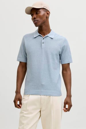 regular polo lichtblauw gebreid