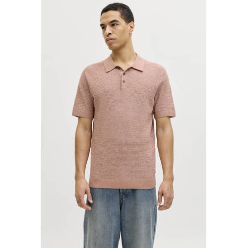 JACK & JONES PREMIUM regular polo roze gebreid afbeelding