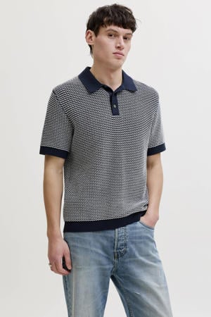 regular polo gebreid donkerblauw
