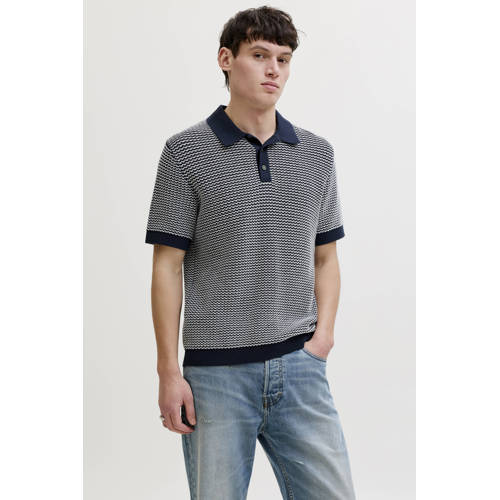 JACK & JONES PREMIUM regular polo gebreid donkerblauw afbeelding