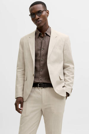colbert met linnen beige