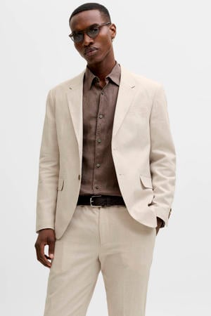 colbert met linnen beige