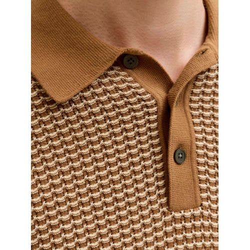 JACK & JONES PREMIUM regular polo gebreid bruin afbeelding